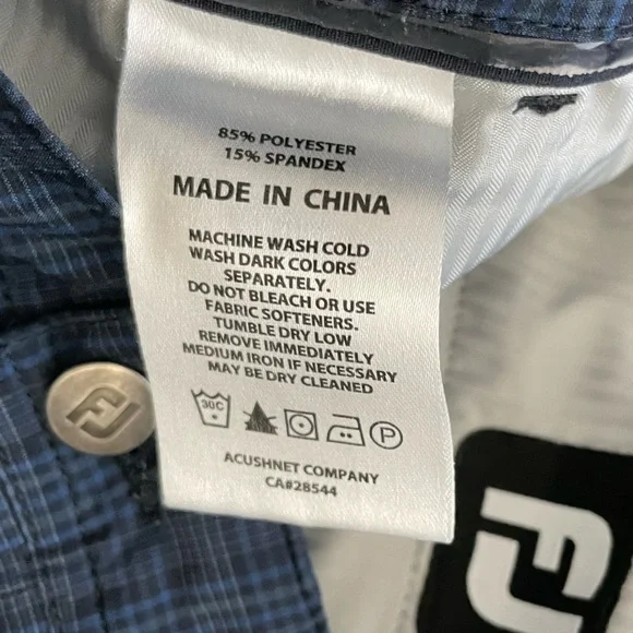 FootJoy Golf Shorts Men 30 Blue Plaid Chino Outdoor Prep Club FJ Performance - Picture 4 of 7